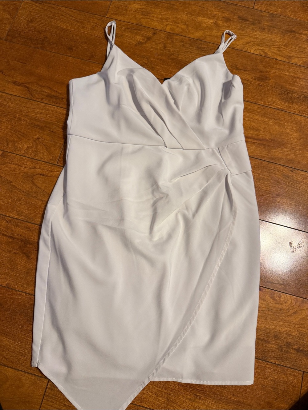 Windsor White Spaghetti-Strap Wrap Mini Dress
